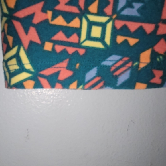 LuLaRoe Tall Curvy TC Leggings blue orange geometric design - Picture 5 of 9